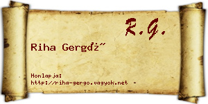 Riha Gergő névjegykártya